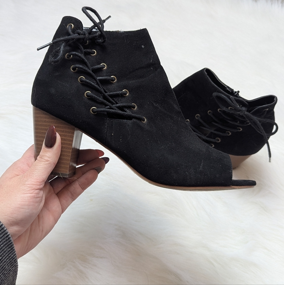 Just Fab Peep Toe Black Women's Shoes Size 10